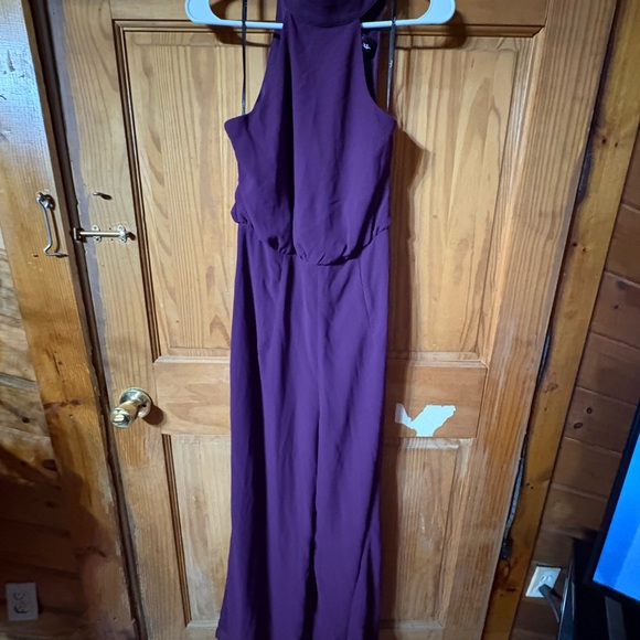 Lulus Pants - Lulu's Deep Purple Halter Jumpsuit